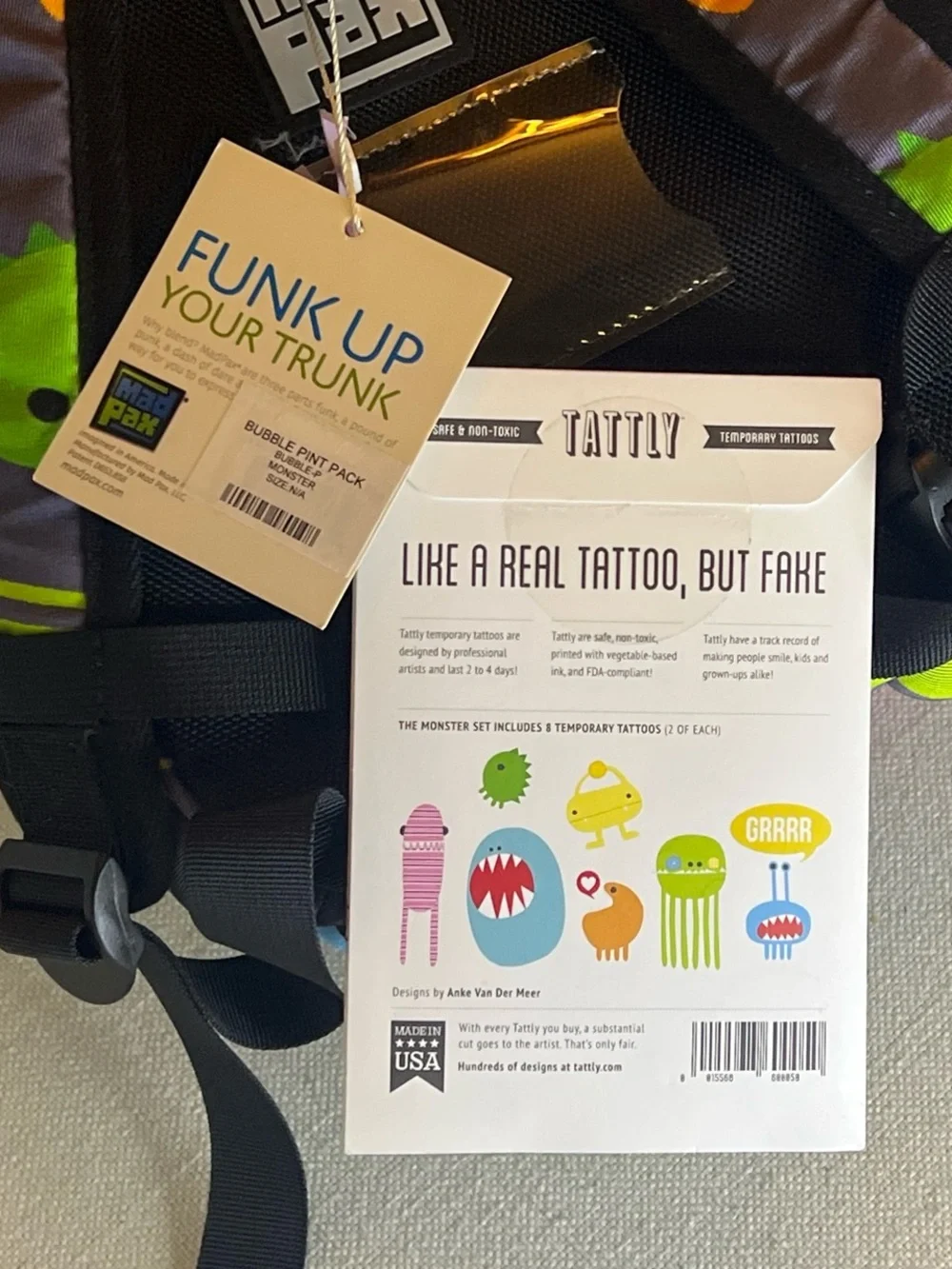 Kids Bubble Backpack in Multi-Color Monster Print